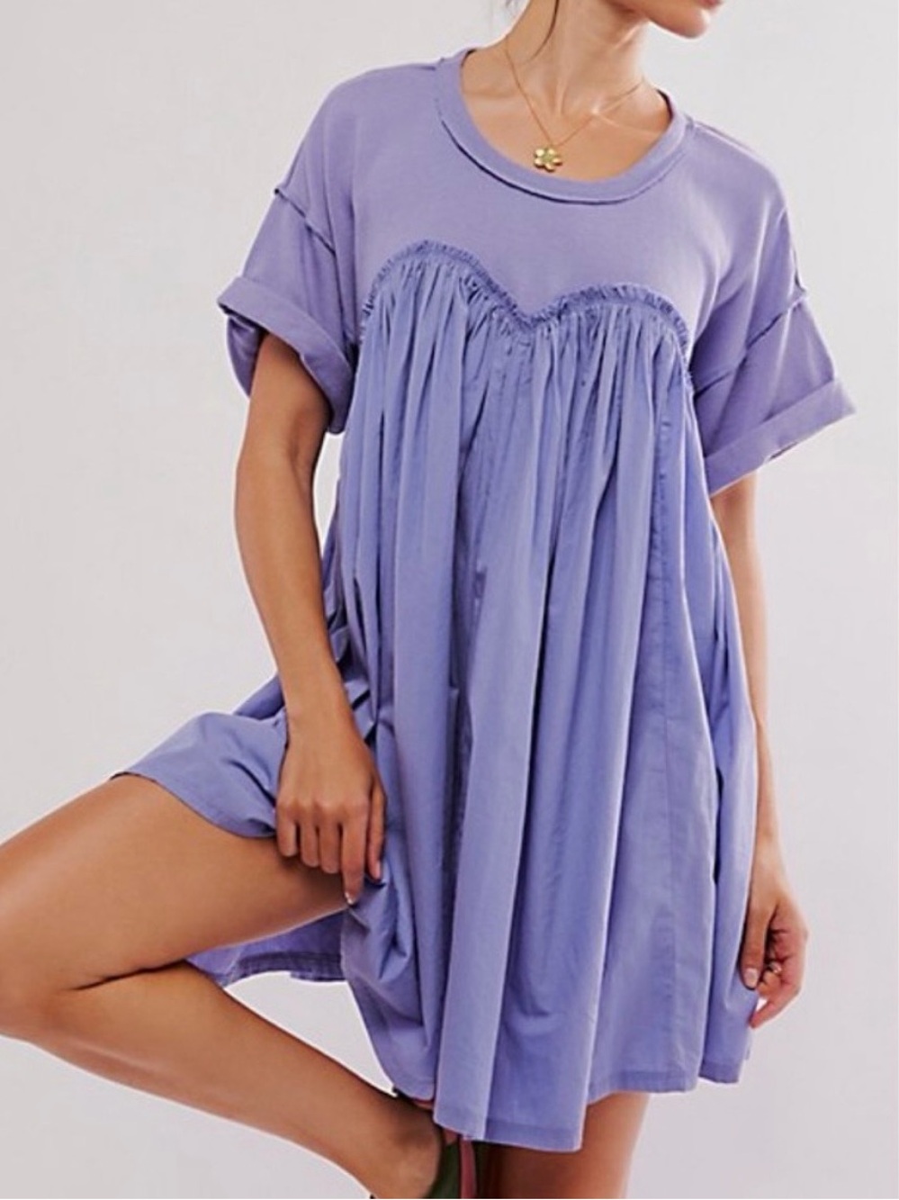 Free People Catalina Mini Dress Pockets Babydoll Lavender Purple Size S